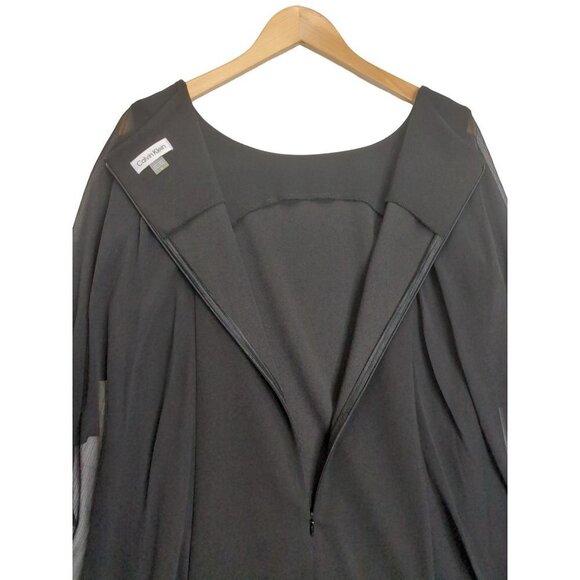 Calvin Klein Dress Womens 16 Chiffon Draped Shift Black Cocktail Formal - Picture 4 of 11